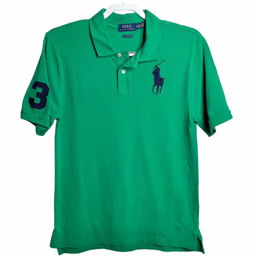 Polo Ralph Lauren Classic Fit Big Pony #3 Green Polo Shirt Men's/Youth XL 18-20